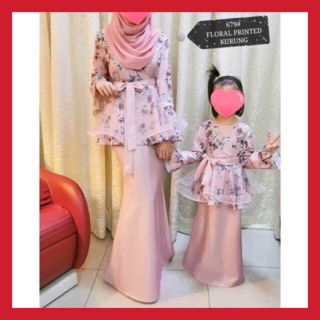  KIDS DEWASA BAJU  KURUNG  MODEN  MUSLIMAH RAYA PEPLUM 