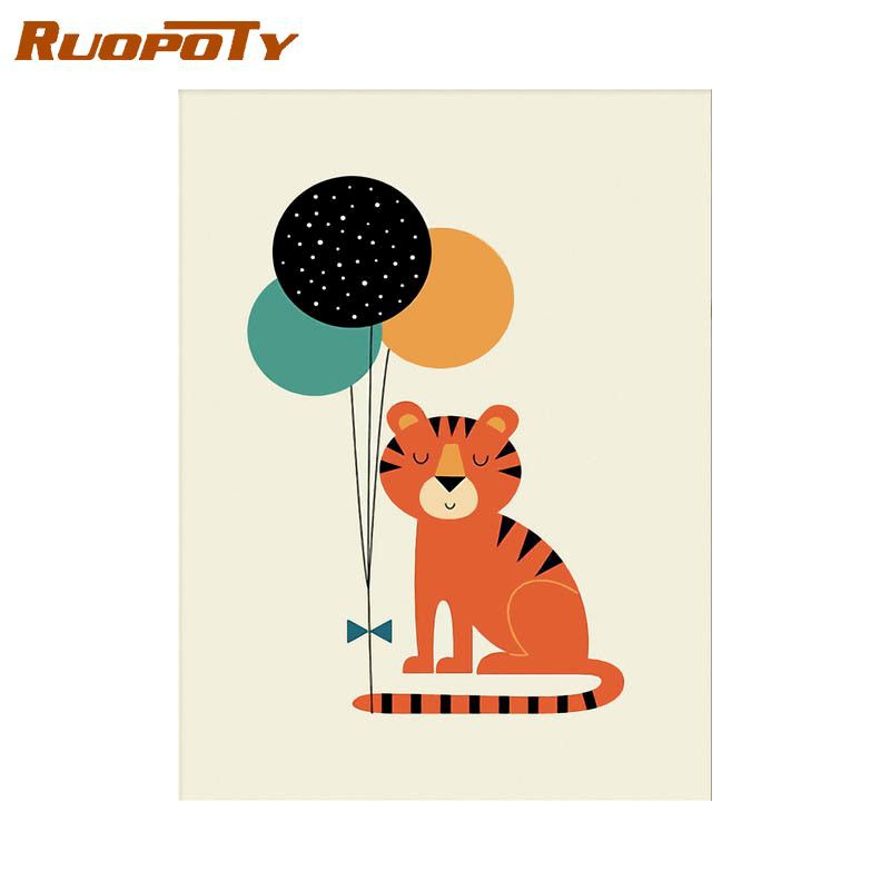 Ruopoty Paint By Numbers Cartoon Animals Wall Art Canvas Painting For  Children Gift For Kids Room Decor 40x50CM | Shopee Singapore