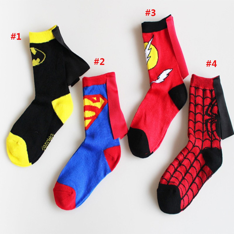 1 Pair Newest Super Hero Onsie Kids Socks Cotton Anime Character Sock