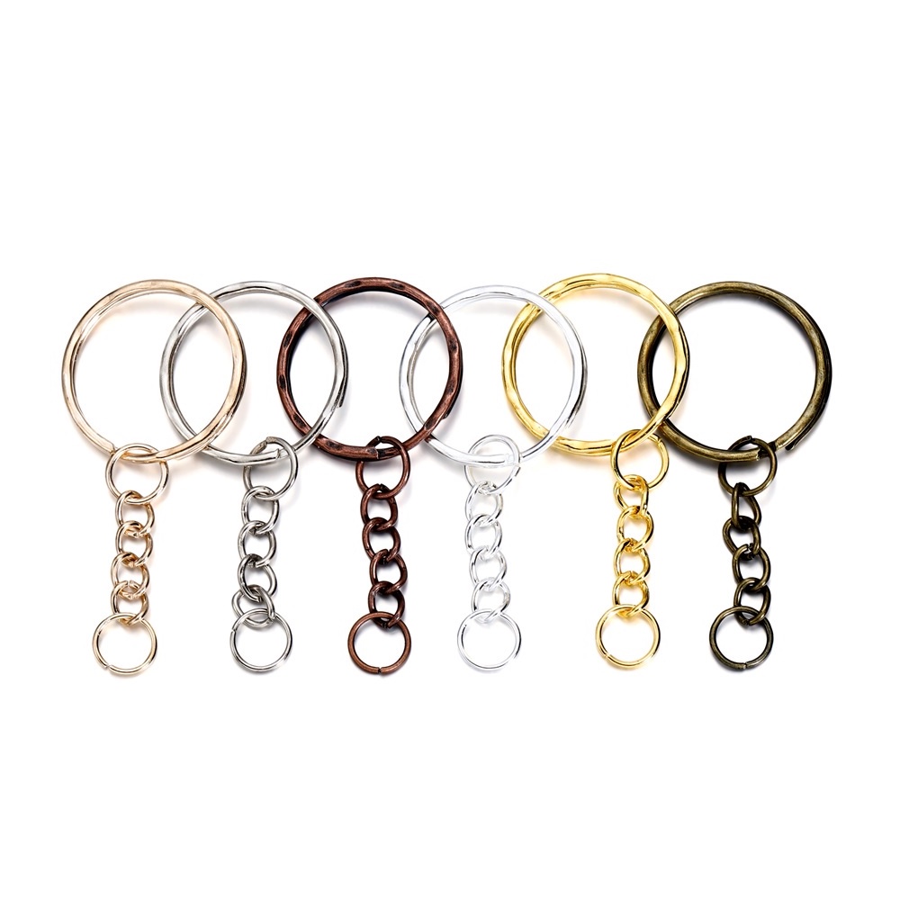 Plain Key Rings Round Keyrings With Chain For Car Bags Accessories