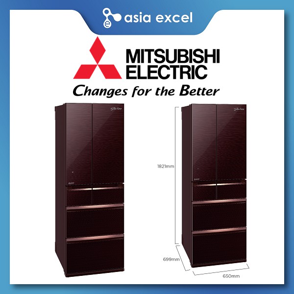 Mitsubishi Mr Wx53z 416l Glass Brown Glass Pink 6 Door Refrigerator Shopee Singapore