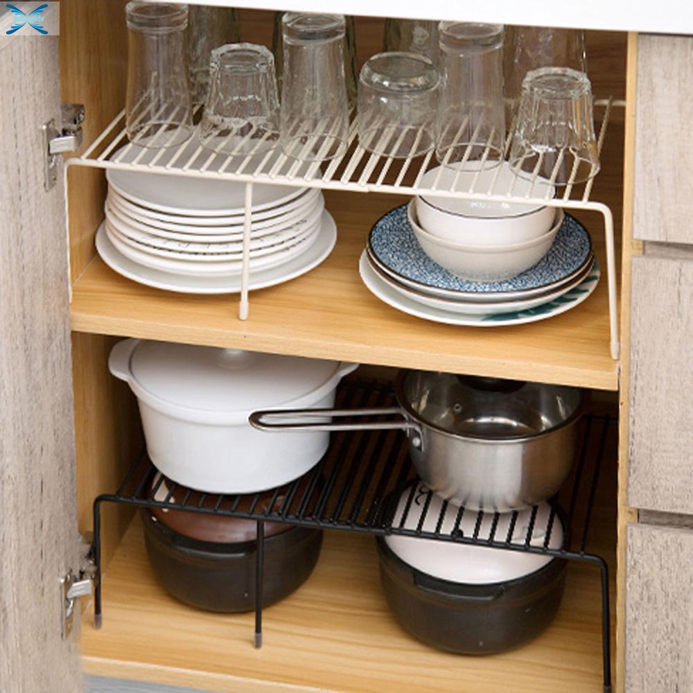 Storage Rack Kitchen Cabinet Cupboard Shelf Organizer Pantry Accessory 23 14cm Adjustable Stand Home Beige Black Shopee Singapore