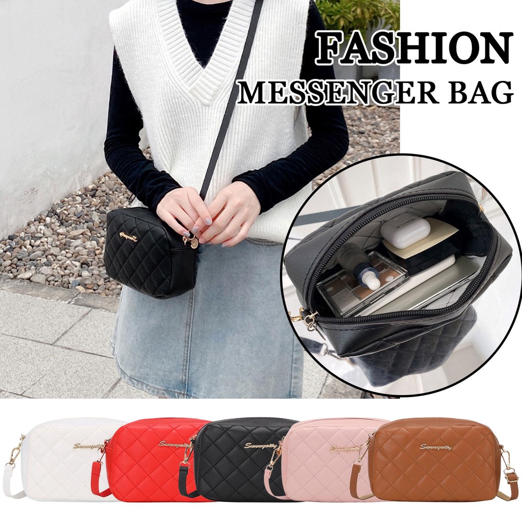 Image of Leather Sling Bag Women Fashion Shoulder Bag Simple Messenger Style Handbag Bag Lady R4K0 #3