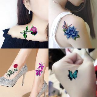 Image of Waterproof Tattoo Stickers Female Rose Butterfly Tattoo Stickers Durable and Realistic Temporary Tattoos