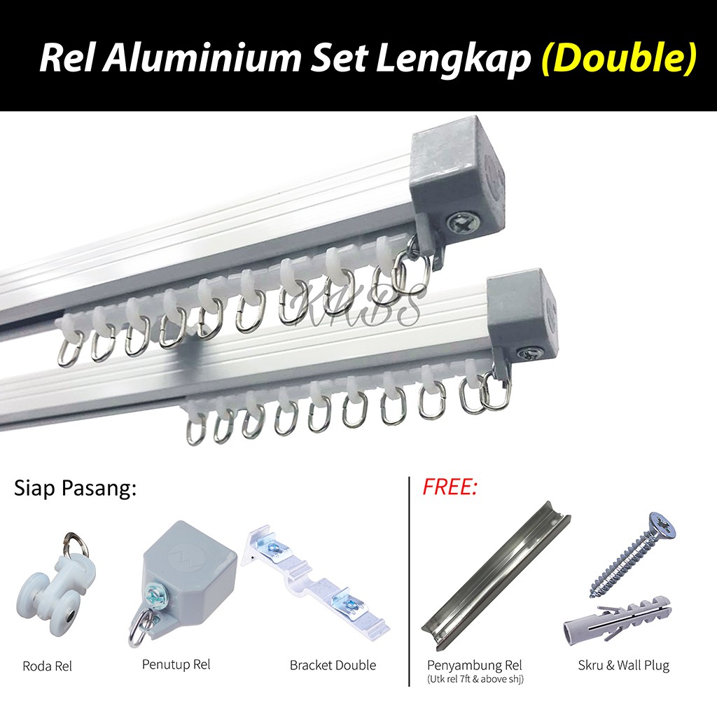 Shop Malaysia 0 9mm Rel Langsir Aluminium Set Lengkap Jenis Double 0 9mm Aluminium Curtain Rail Track Double Complete Set Shopee Singapore