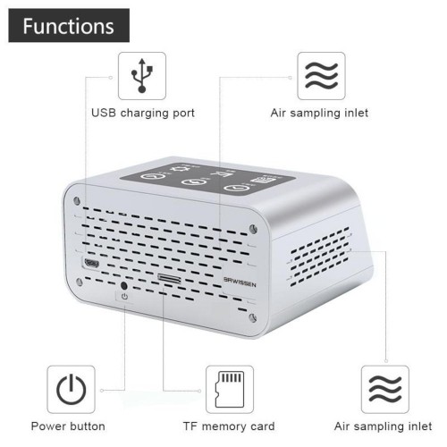 BRAMC BR-A18 6-in-1 Desktop Air Quality Monitor PM1.0 PM2.5 PM10 Formaldehyde CO2 TVOC