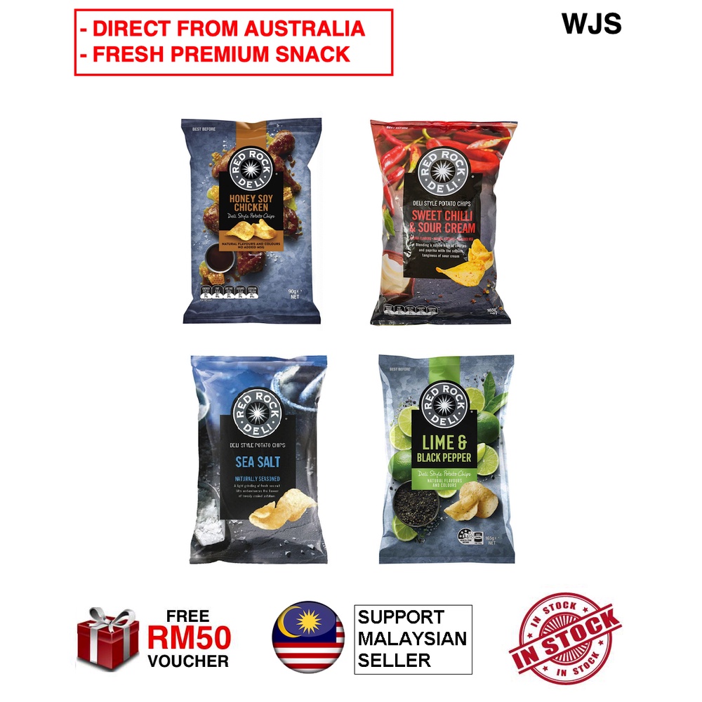 Free Rm50 Voucher Mlq Red Rock Deli Potato Chips Potato Chip Snack 165g Lime Black Pepper Sea Salt Sweet Chili Sour Shopee Singapore