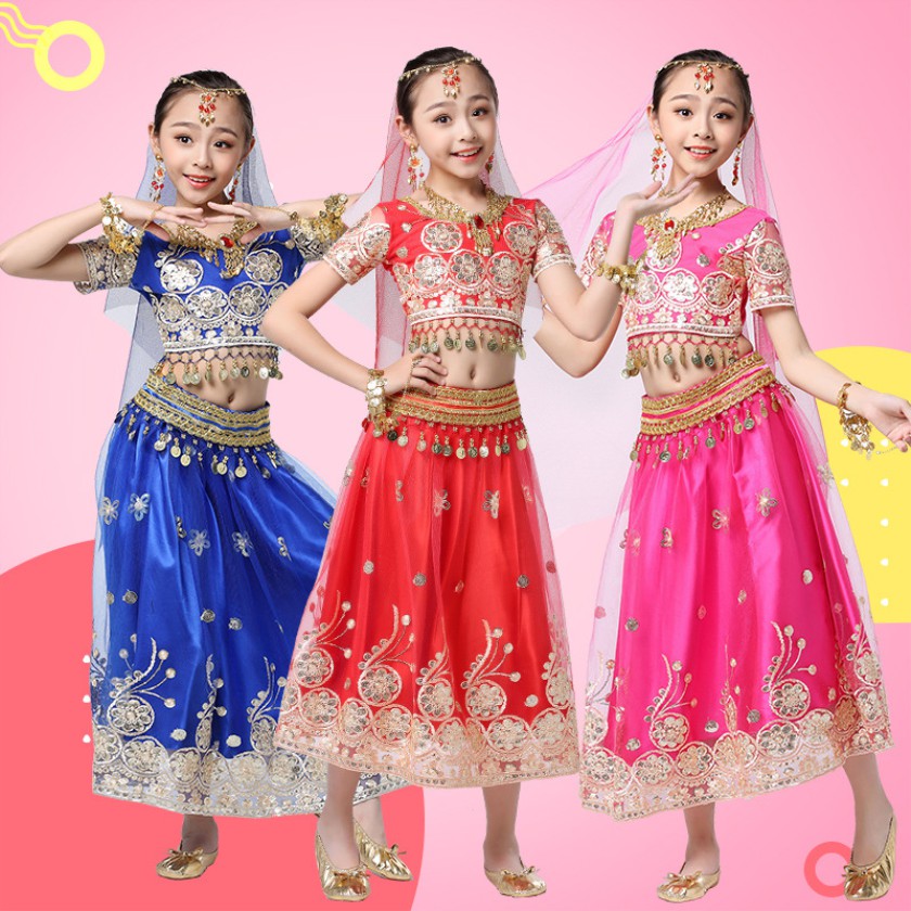 Children Indian Dance Indian Belly Dance Yarn Hollywood Performance Clothing Shopee Singapore