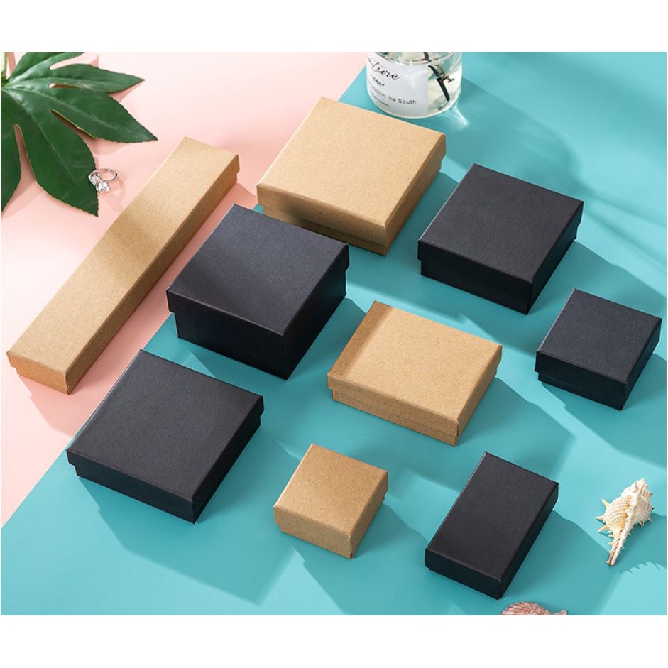 Jewellery Gift Box (Black / Kraft with sponge) Shopee Singapore