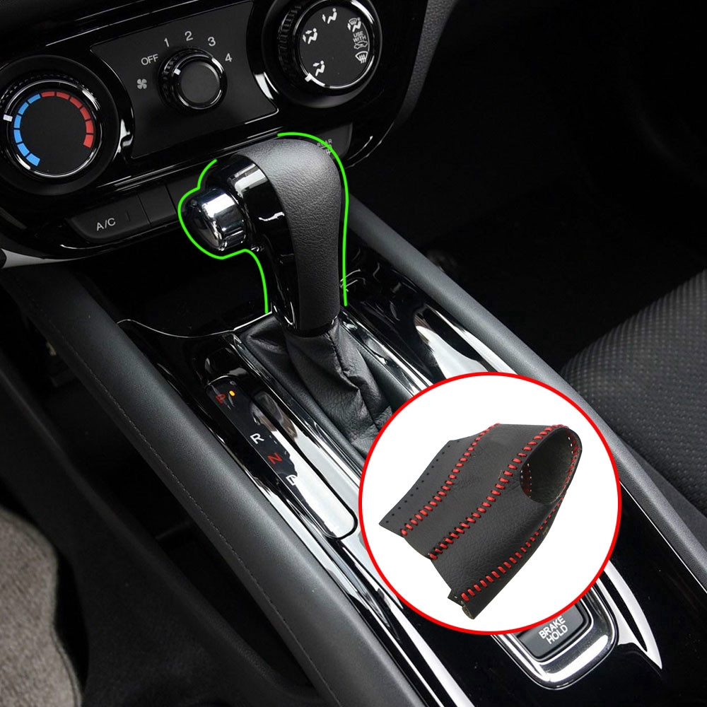 Leather Gear Shift Knob Cover Stitch Hand Sewing Protective Sleeve For Honda Hrv Vezel At Shifter Lever Car Styling Shopee Singapore