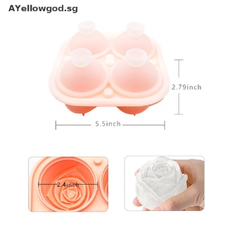 AYellowgod Silicone Molds for Ice Cube 4 Holes Rose Flower Shape Reusable Ice Cube Tray . #7