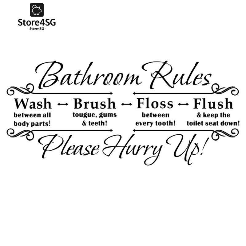 Bathroom Rules English Quote Removable Wall Sticker Vinyl Art