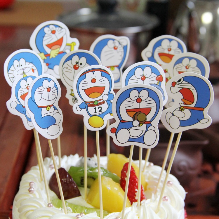 24pcs Doraemon Cupcake Cake Inserts Toppers Picks Party Birthday Decoration Shopee Singapore