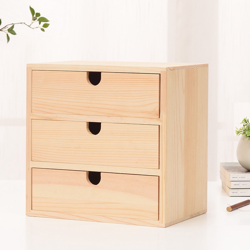 Solid Wood Storage Box Desktop Wooden Cosmetics Ikea Multi Layer