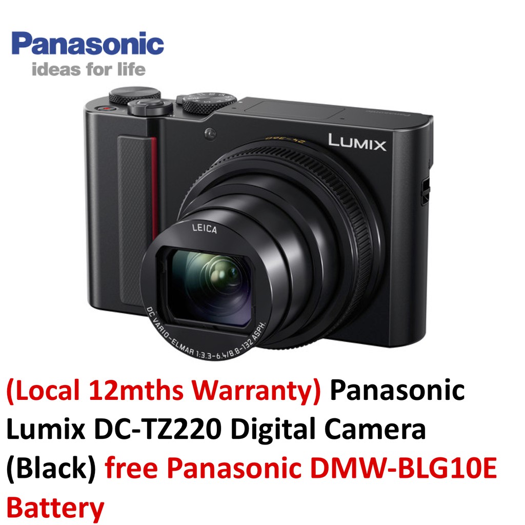 (Local 12mths Warranty) Panasonic Lumix DCTZ220 Digital Camera free Panasonic DMWBLG10E