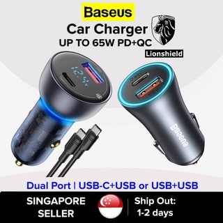 [SG] Baseus Car Charger - High Performance USB Fast Charging PD+QC Adapter for Phone/Tablet/Laptop/iPad