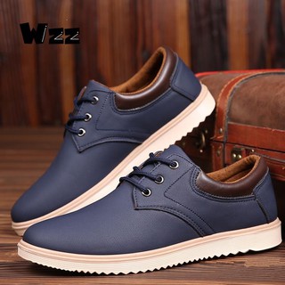 WZZ leather shoes ℡☄Shoe Man Spring Korean edition trend casual leather shoes chef Waterproof non-slip leather shoes