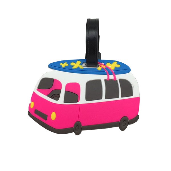 Travel Luggage Bag Tags Silicone Cartoon Name Tag School Bus