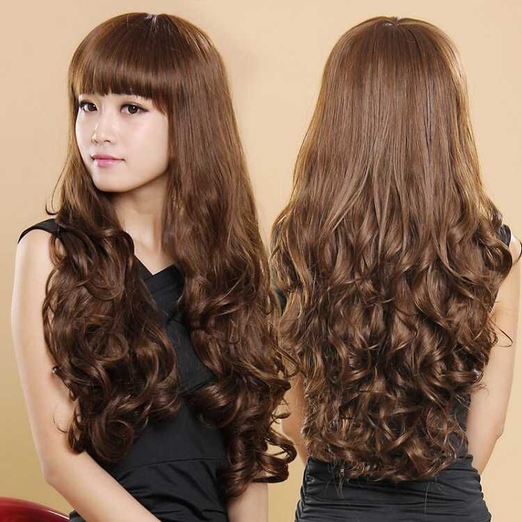 Wig Female Qi Bangs Top Wig Set Long Curly Hai Wig Women Qi Bangs Shopee Singapore