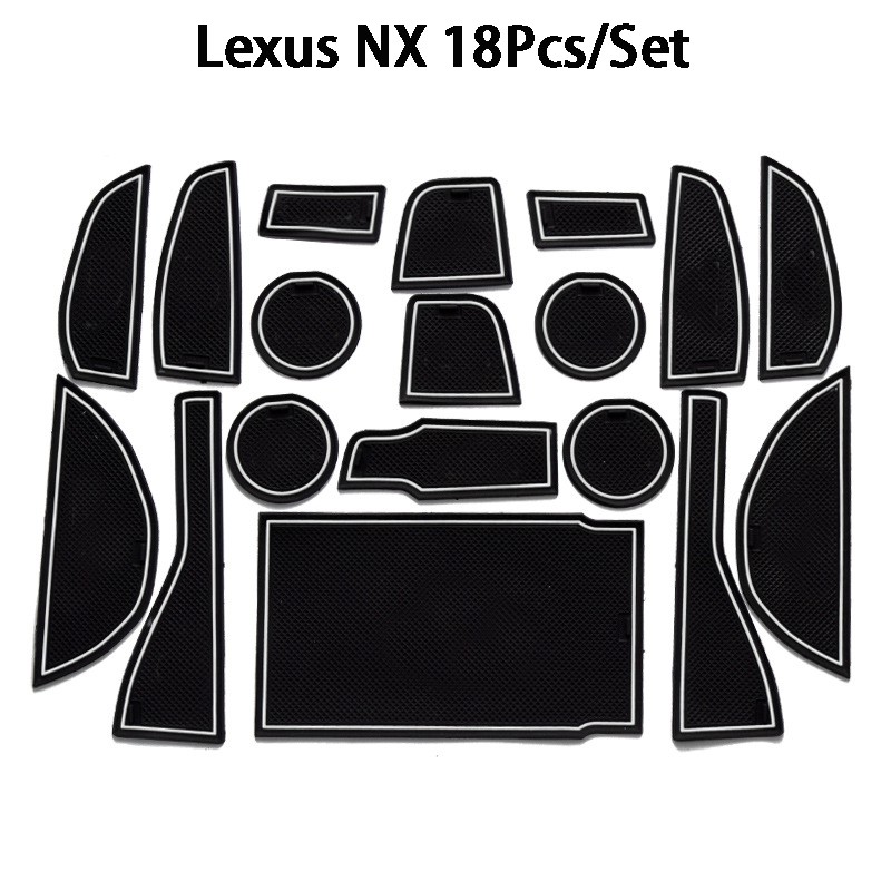 18pcs Set Lexus Nx Nx300h Nx0t Car Door Slot Mat Auto Interior Rubber Anti Slip Gate Groove Pad Cup Holders Waterproof Dustproof Non Slip Mat Shopee Singapore