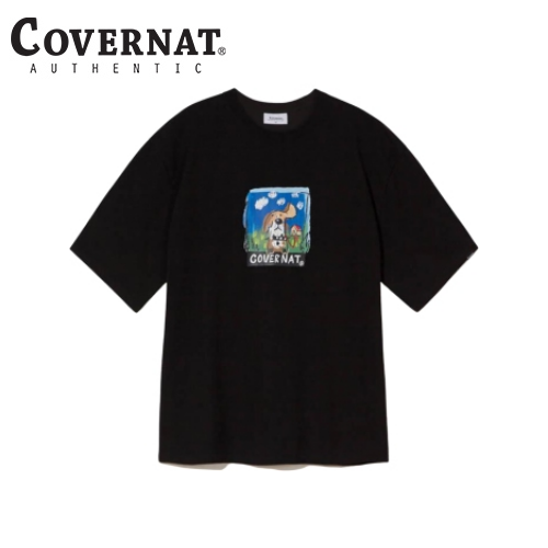 [COVERNAT] Puppy crayon T-shirt Black
