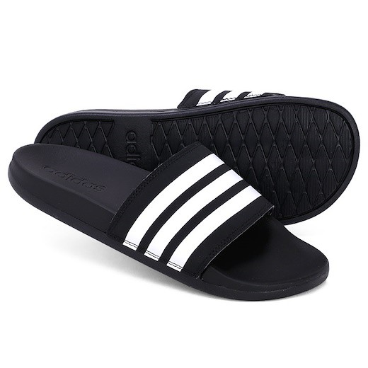 adidas black and white flip flops