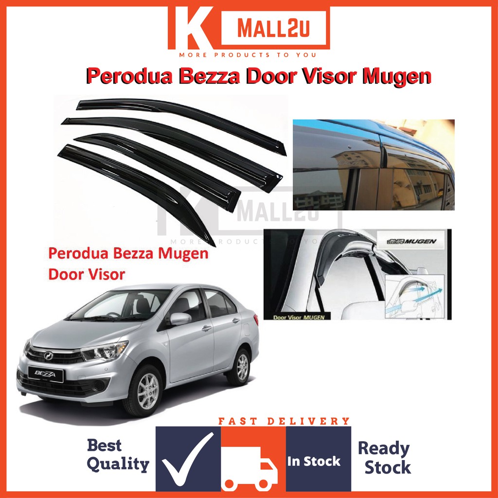 Perodua Bezza Door Visor Mugen Style Acrylic Wind Deflector Air Press ...