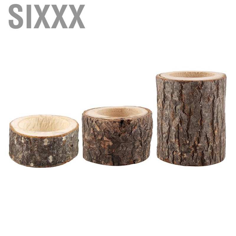 Wood Timber Pile Candle Holder Stand Candlestick Log Flowerpot Ornament Decor BT 
