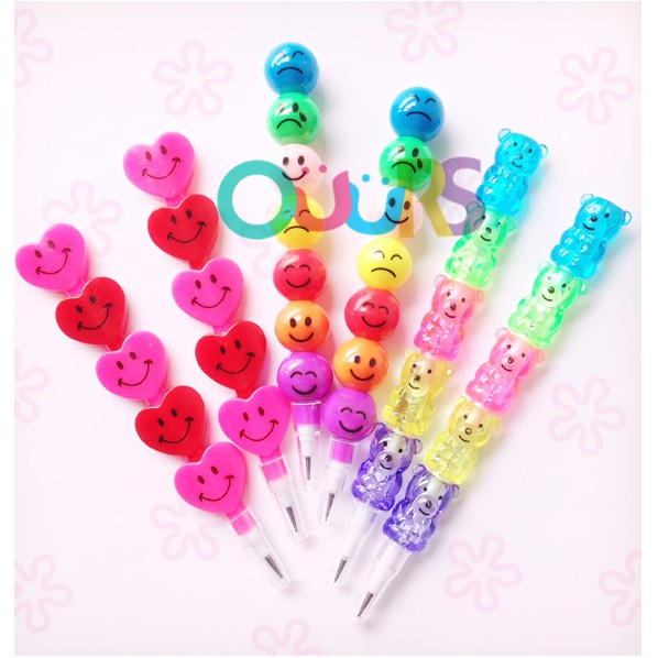 Cute Emoji Stacking Swap Point Pencils School Rewards Party Gift Bag Fillers Neu 