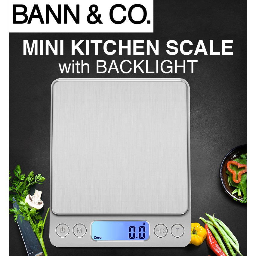 Mini Kitchen Scale w/ Digital LCD Display Backlight (3KG, 0.1G