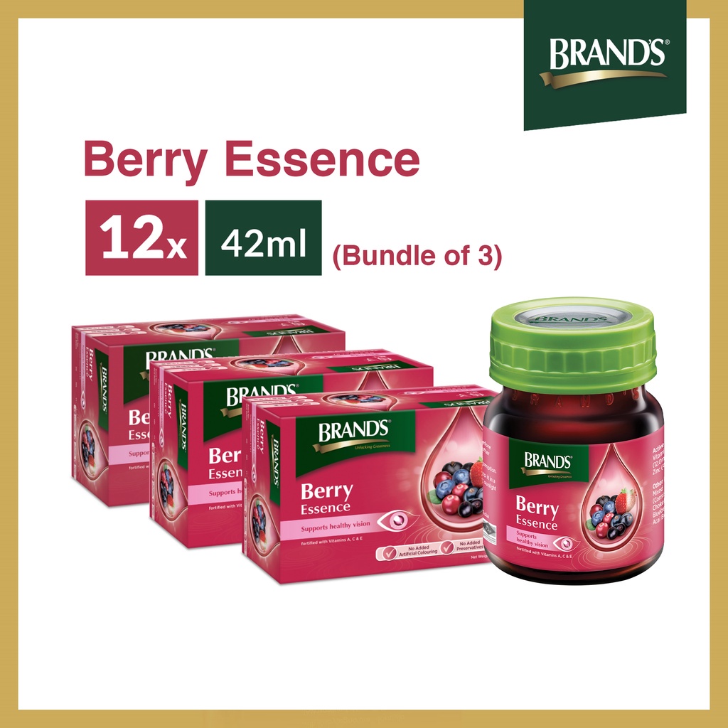Image of BRAND’S® Berry Essence 3 Packs x 12 bottles x 42ml | For radiant skin | Fortified with Vitamin A,C,E, Zinc [Bundle of 3] #1