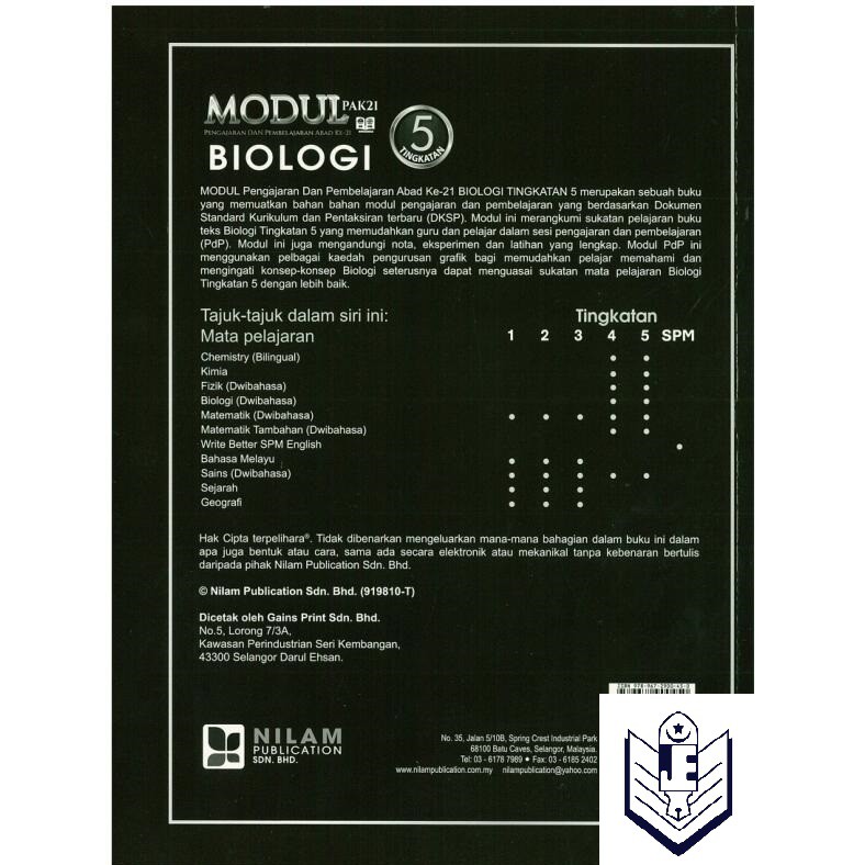 Nilam Biology Pack21 Module Dwi Language Level 5 Shopee Singapore