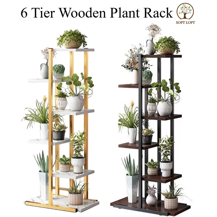 Plant Rack Shelf 6 Tier 7 Potted Tall wooden plant stand for Multiple
