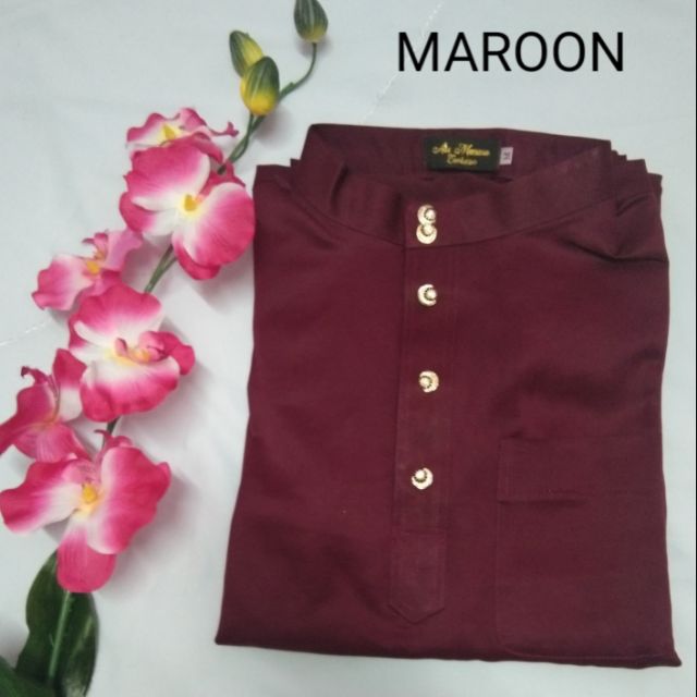 Adult Slim Fit Maroon Free Malay Shirt Adhesive Fabric Shopee Singapore