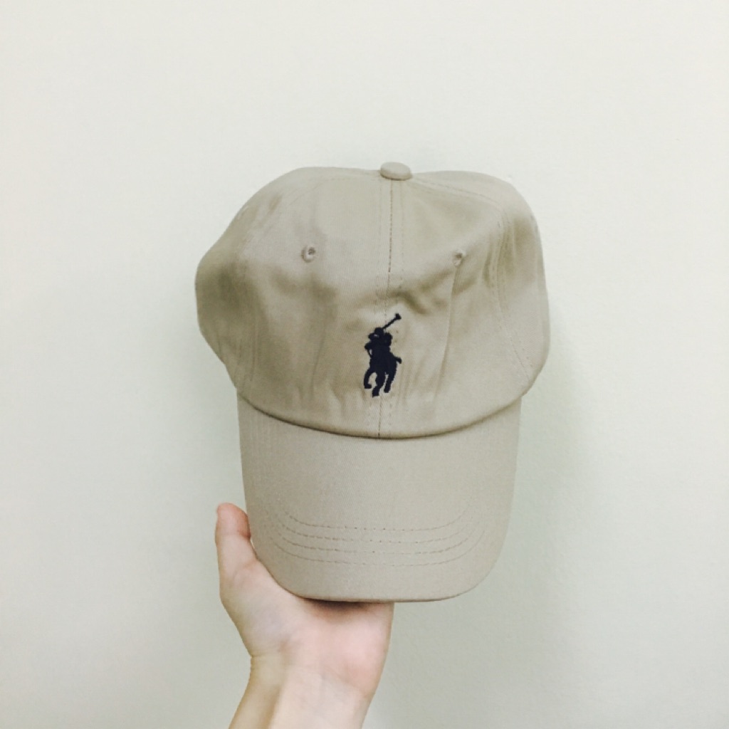 beige polo hat