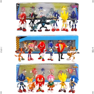 6 Pieces/Set Super Sonic The Hedgehog Doll Action Figure Ornament Model Cake Decoration Toys