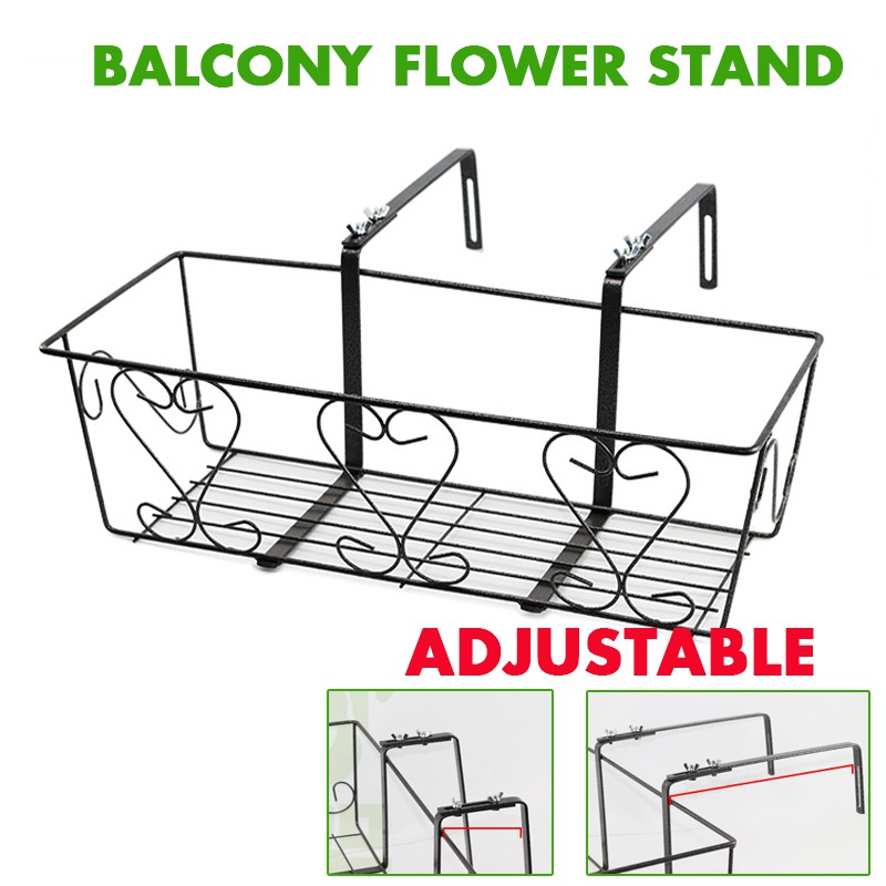 Balcony Adjustable Stainless Steel Rack Balcony Railing Flower Rack