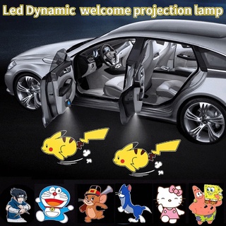 3D Pikachu dynamic welcome Car Door Lights Wireless Welcome Lamps LED HD 3D Projector Light Cartoon online369.sg