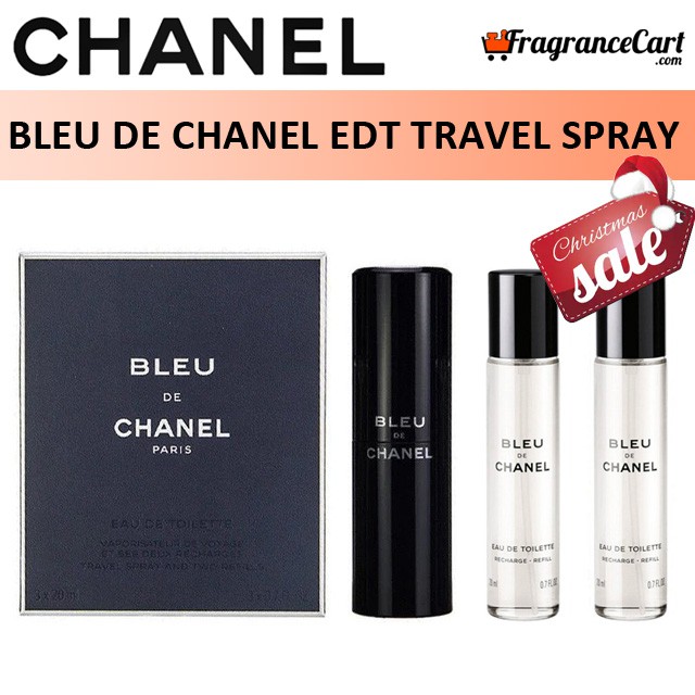 Chanel Bleu de Chanel EDT Travel Spray (20ml) & 2 Refills (20ml) for