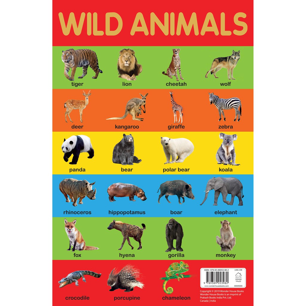 Wild Animals Chart - Early Learning Educational Chart For Kids | Shopee  Singapore