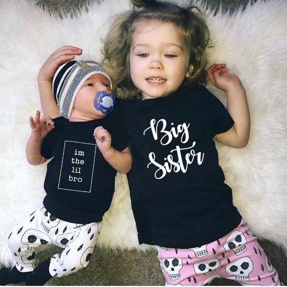 Big Little Brother Sister Summer T Shirt Boys Girls Promoted To Brothers Sisters Anouncement T Shirts Short Sleeve Tops Clothes Shopee Singapore