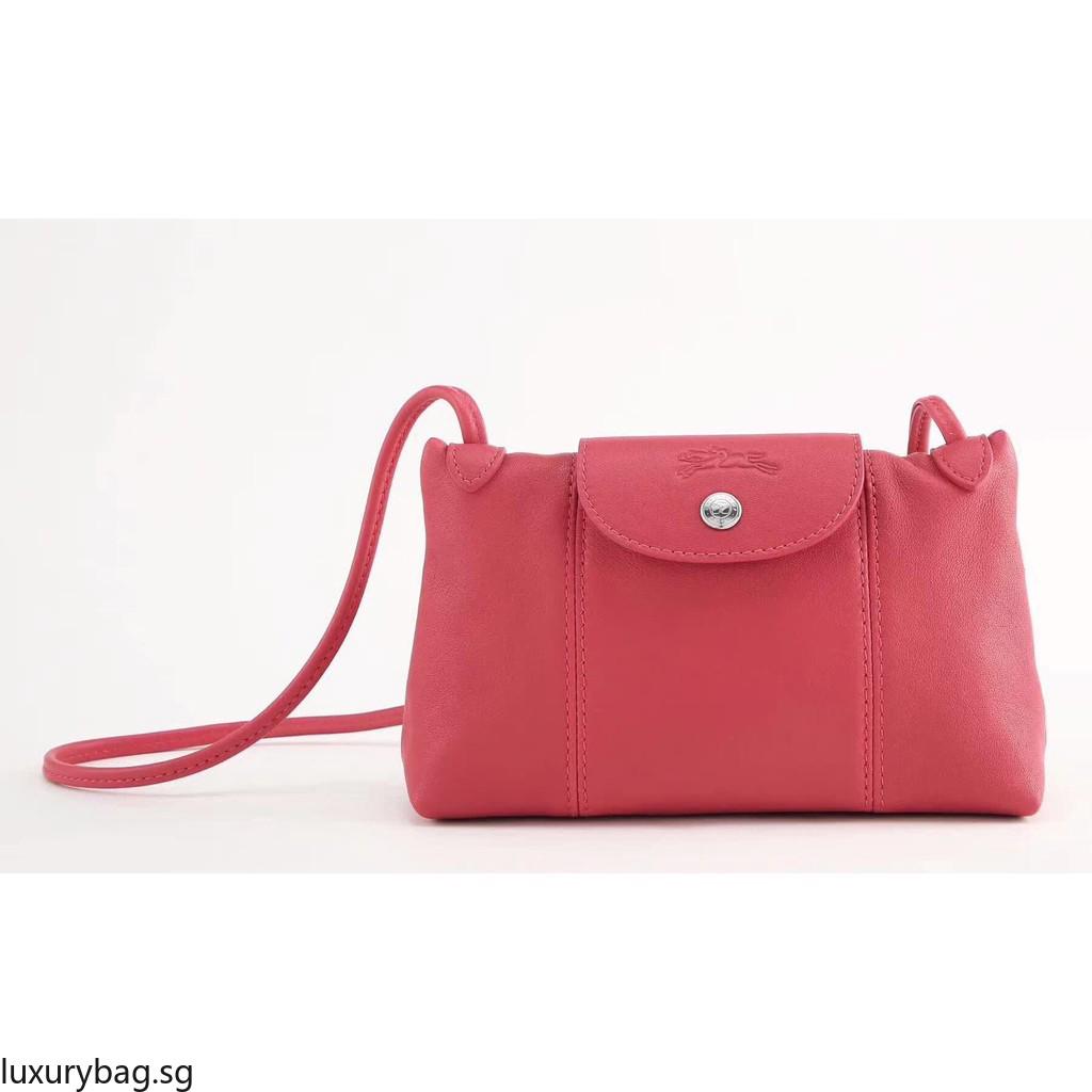 Longchamp Le Pliage Cuir Crossbody Rose