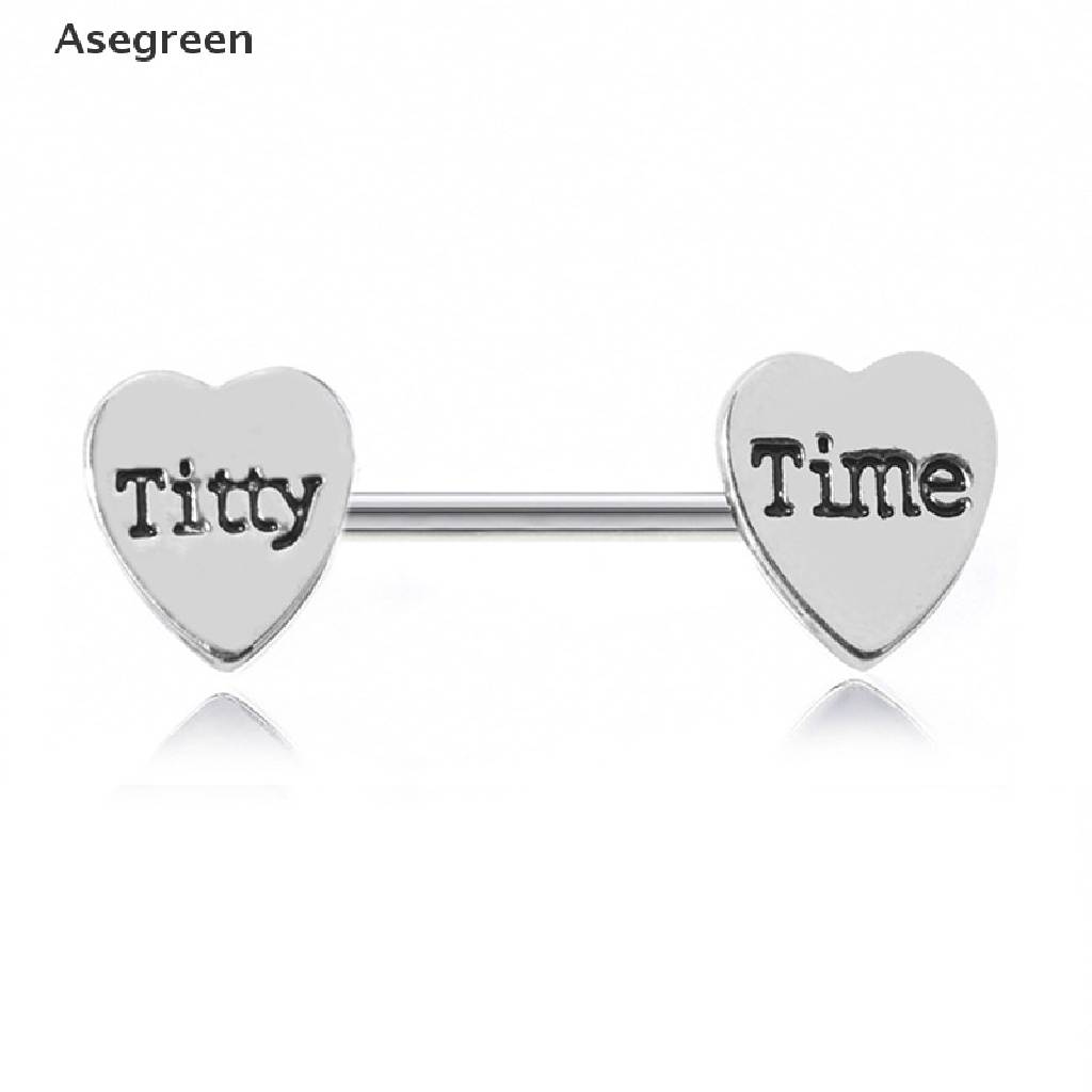 [Asegreen] 2Pc Stainless Steel Heart Barbell Letter Nipple Ring Helix Piercing Body Jewelry Good goods