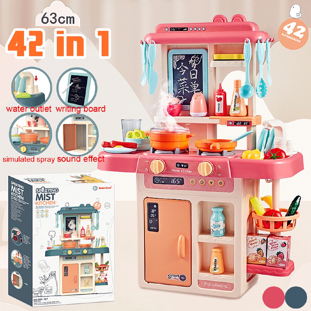 New 42pcs Kitchen Playset Pretend Play Toy Cooking Set With Light Sound Effect Shopee Singapore