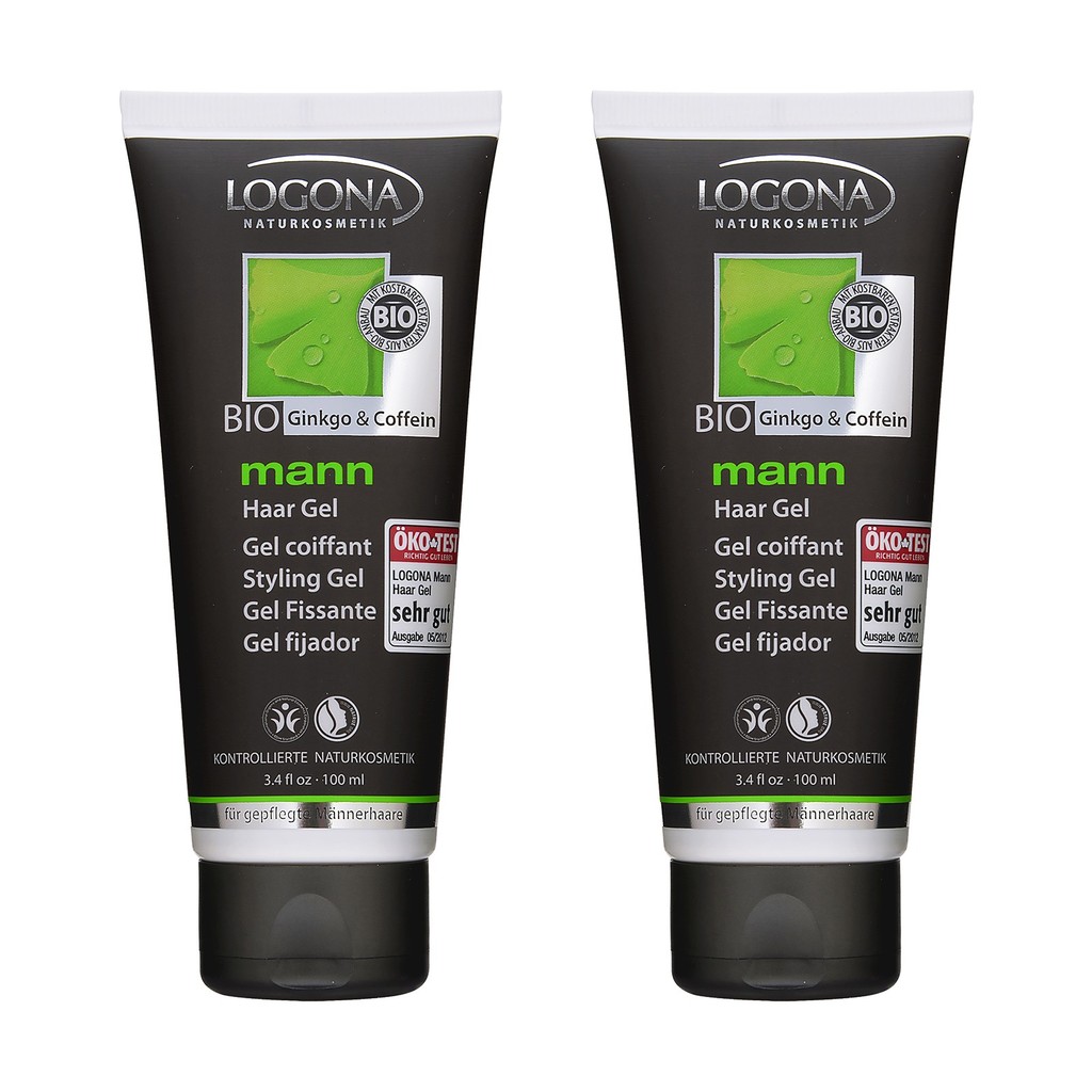 2 X Logona Bio Ginkgo Caffeine Man Hair Gel 3 4oz 100ml