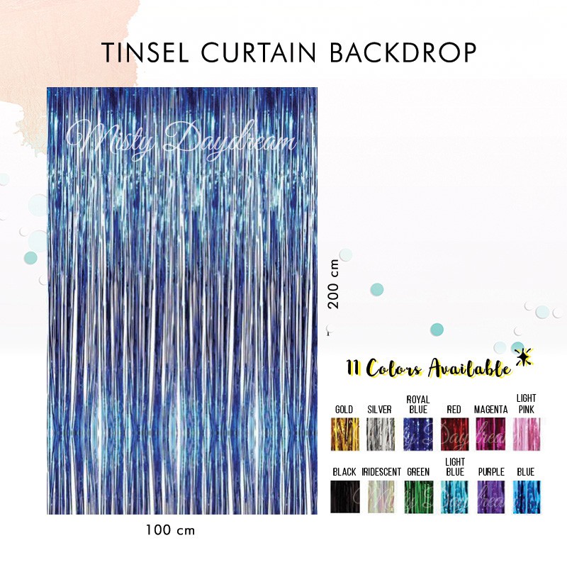 Metallic Royal Blue Tinsel Curtain Backdrops 200cm X 100cm