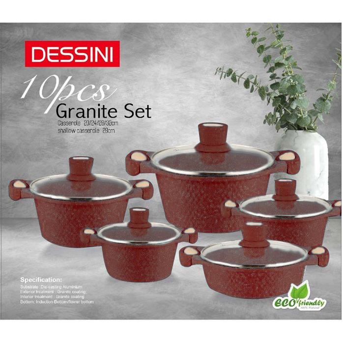 Dessini Granite Diamond 10pcs Cookware Set Shopee Singapore