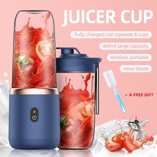 6 Blades Portable Juicer Cup Mini USB Charging Fruit Squeezer Smoothie Blender Cup Food Mixer Ice Crusher