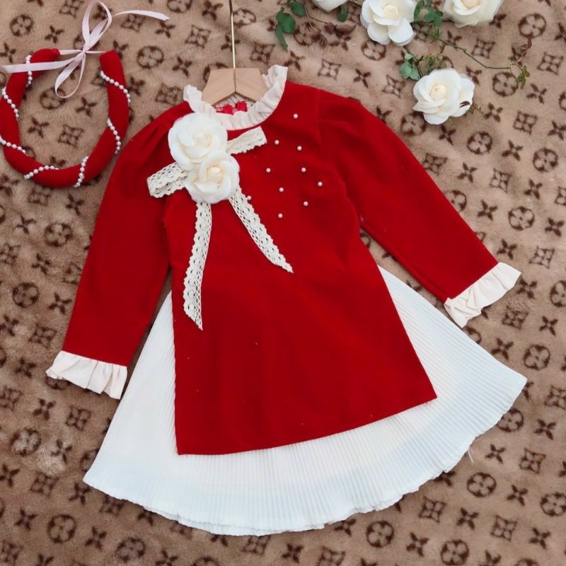 Innovative Ao Dai Red Velvet Baby Girl Beautiful Quality Shopee Singapore