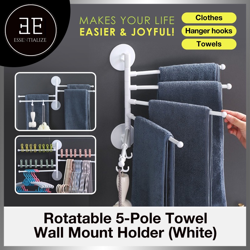 180 Degree Rotate 5/3 Layer Towel Holder Wall Mounted Rack Shelf Self